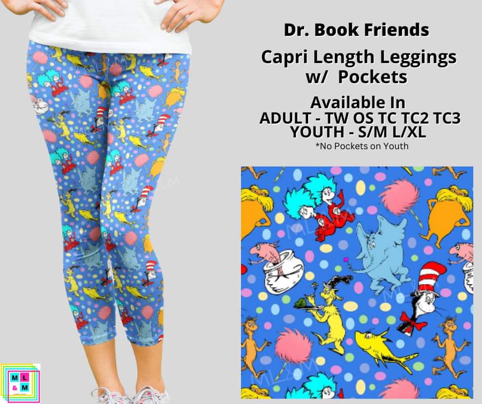 Preorder! Closes 2/3. ETA March. Dr Book Friends Capri Leggings w/ Pockets
