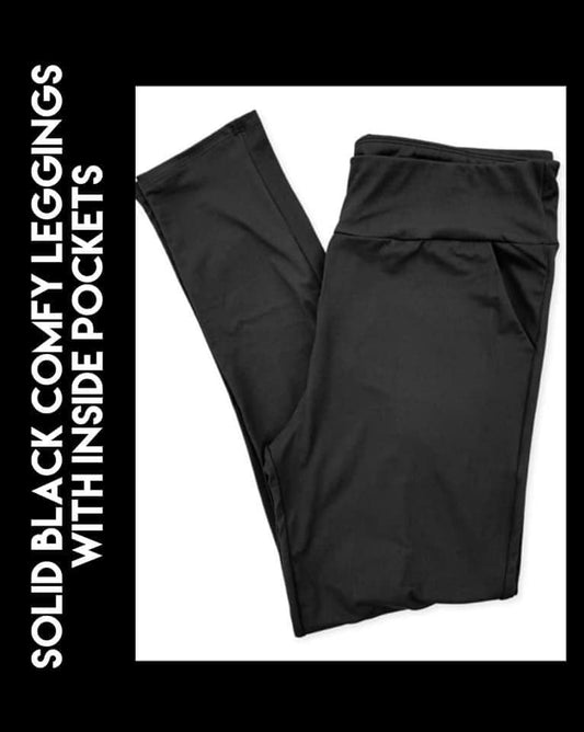 Solid black inside pocket leggings and capris